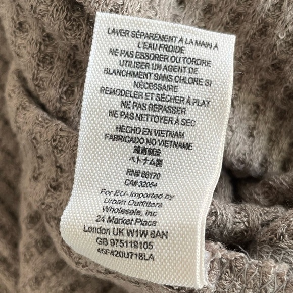 Free People Sunset Park Thermal Long Sleeve Waffle Knit Taupe - Picture 9 of 11